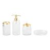 Buy cheap Glass Bathroom Accessories Clear Ribbed Vertical Stripe Luxury Lotion Bottle With Gold Pump from wholesalers