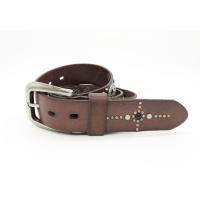 Buy cheap Men Genuine Leather Studded Belt 3.2cm Width With Light Brown Color product