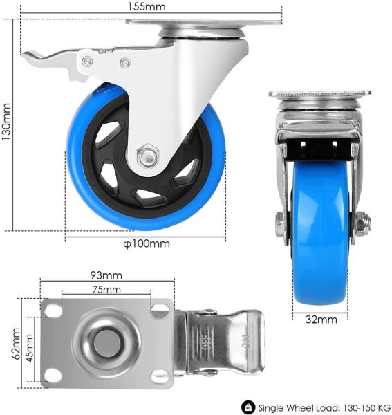 Buy cheap 194mm Height Total Lock Brake Type 3 Ton Heavy Duty PU Caster Wheel for Heavy Duty Industrial Applications from wholesalers