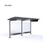 Clear Safety Glass Rear Wall Metal Bus Stop / Ooh Bus Shelter 3 years Warranty