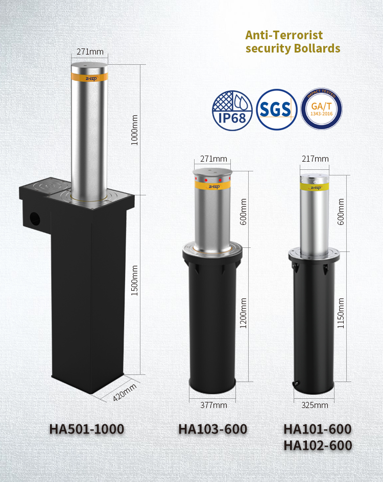 Hydraulic Automatic Bollards For Driveways LED Lights 380V/220V