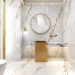 House Glossy White Golden Marble Tile Vitrified Interior Walls Gold Vein Ceramic