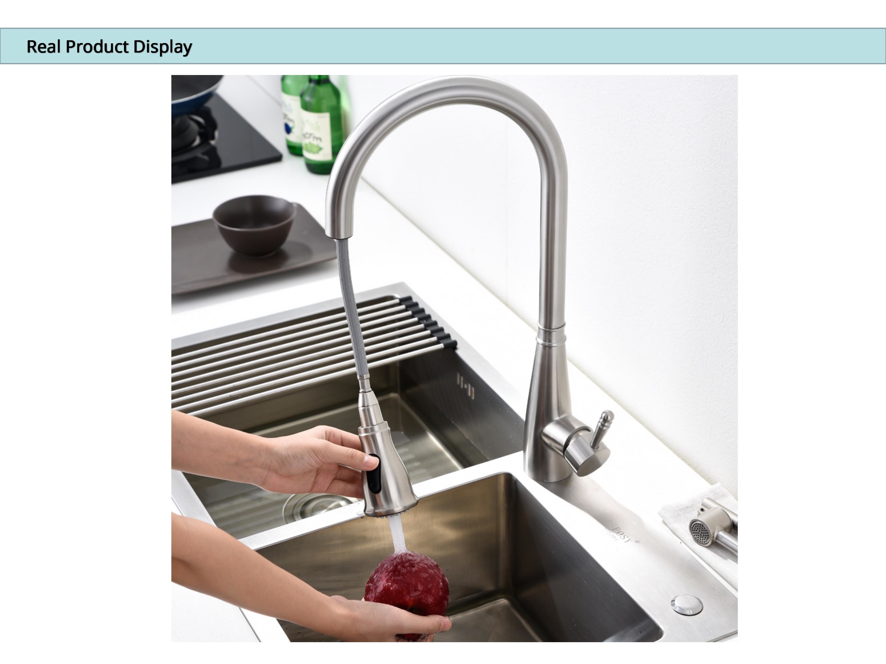 Gooseneck Stainless Steel Bar Faucet Brushed Nickel Multiple Spray Wand