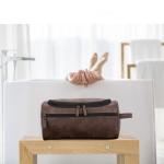 Fashion Waterproof Leather Cosmetic Toiletry Bag With Double Zipper