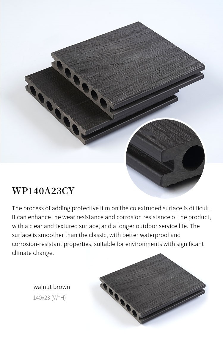 WPC Outdoor Tile 3D Embossed Wood Plastic Composite Decking For Garden