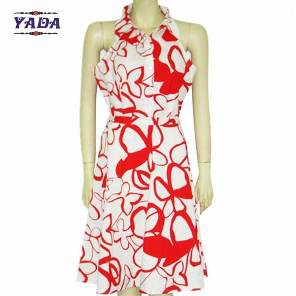 Summer elegant sleeveless hot style print girls dresses lady's ladies dinner