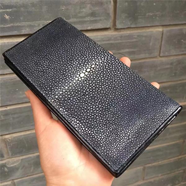 Buy cheap Unisex Authentic Real Stingray Skin Women Men Long Wallet Female Male Clutch Purse Genuine Leather Large Card Holder from wholesalers