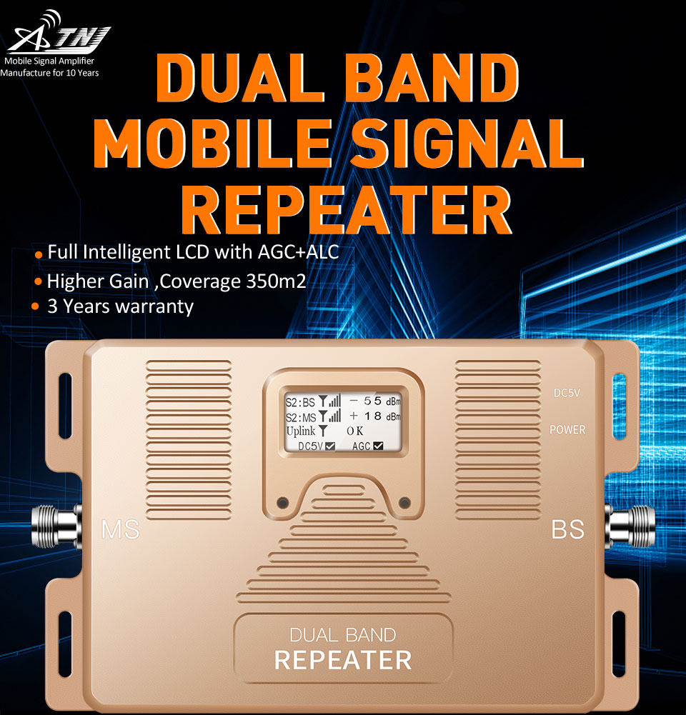 Dual Band 850MHz 1900MHz 3G Signal Booster 70dB Cell Phone Repeater