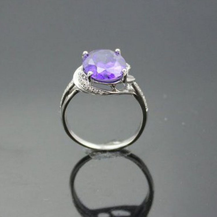 925 Silver 9mmX11mm Oval Created Blue Cubic Zirconia Ring(F55)