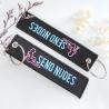Buy cheap Send Nudes Trinkets Double Sided Embroidered Key Chain Metal Ring Key Chain Motorcycle Key Chain Accessories from wholesalers