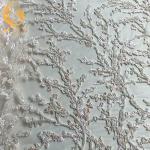 Machine Embroidery Beaded White Lace Fabric MDX Sequin 20％ Polyester