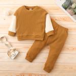 Children'S Kids Waffle Solid Color Stitching Sets ODM