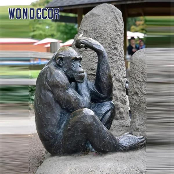 Buy cheap Human sized forest metal animal decoration bronze monkey statue from wholesalers
