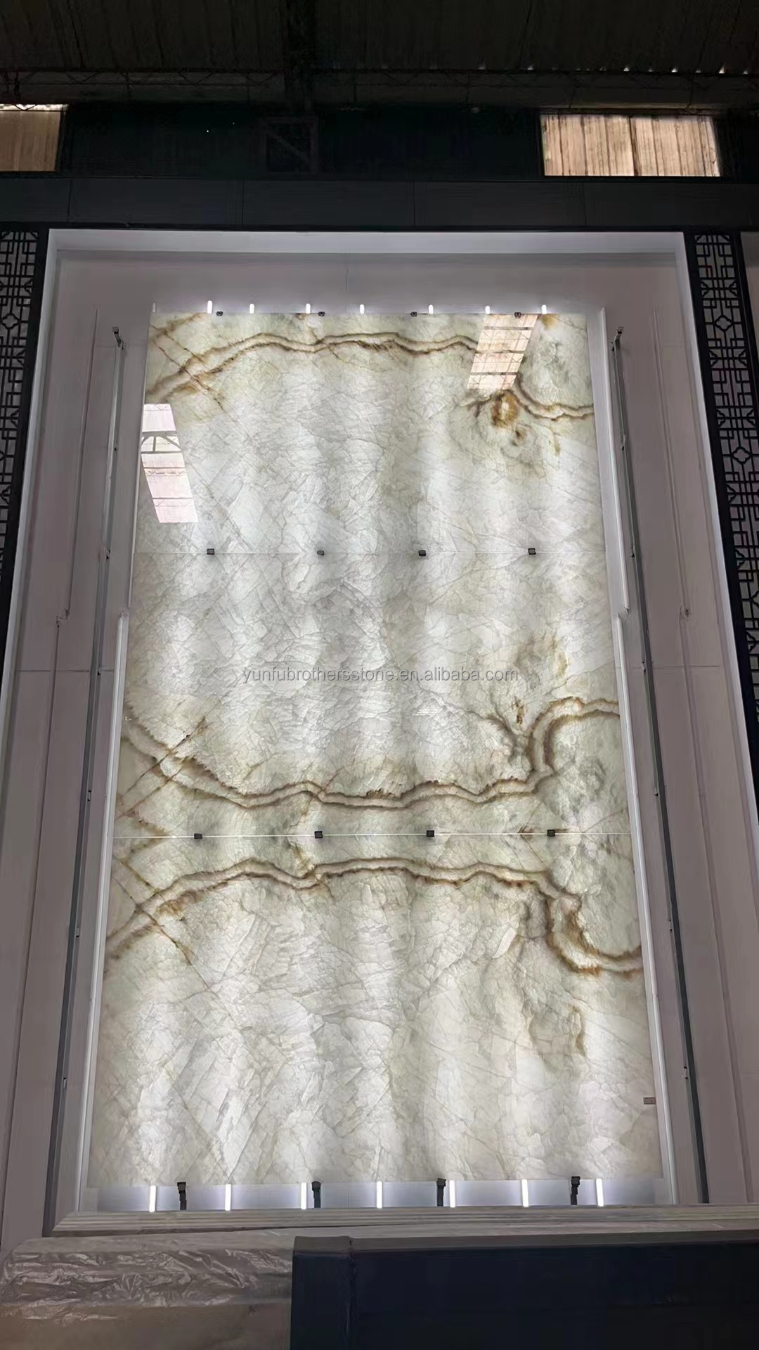 Interior Home Wall Paneling Decor with Modern Backlit Onyx Marble TV Background Panel
