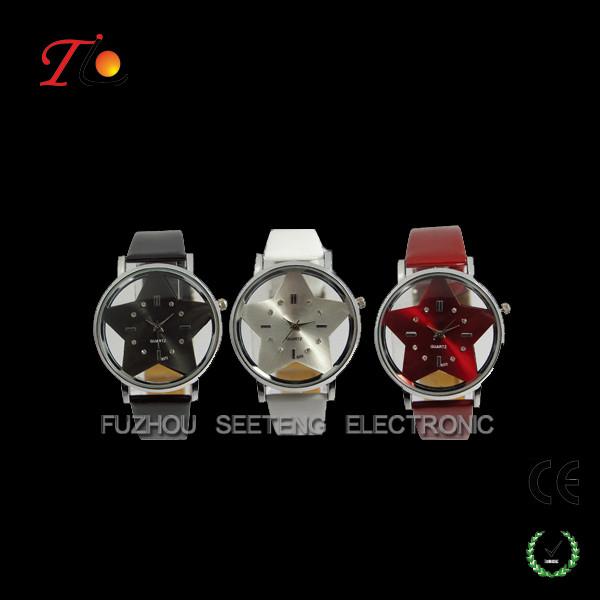 Buy cheap Fashion Leather Strap Quartz Wrist Watch with Czech Stone on Dial For Young Ladies from wholesalers