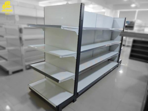 Buy cheap Large Scale Supermarket Steel Racks Buckle Backing Heavy Duty Loading White Color from wholesalers