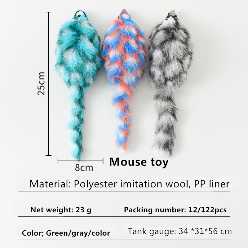 Plush Mouse And Cat Toy Colorful Plush Cat Toy Simulated Furry Mouse And Cat Vocalizing Pet Toy