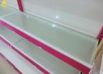 Steel Shelving Brackets Cosmetic Rack , 30KG/ Layer Load Pink Cosmetics Display