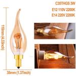 6000K Spiral LED Filament Bulb 35*110mm E12 Edison Bulb 25000hours