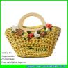 Buy cheap LUDA flower decoration corn husk straw bag lady straw handbag with wooden handle from wholesalers