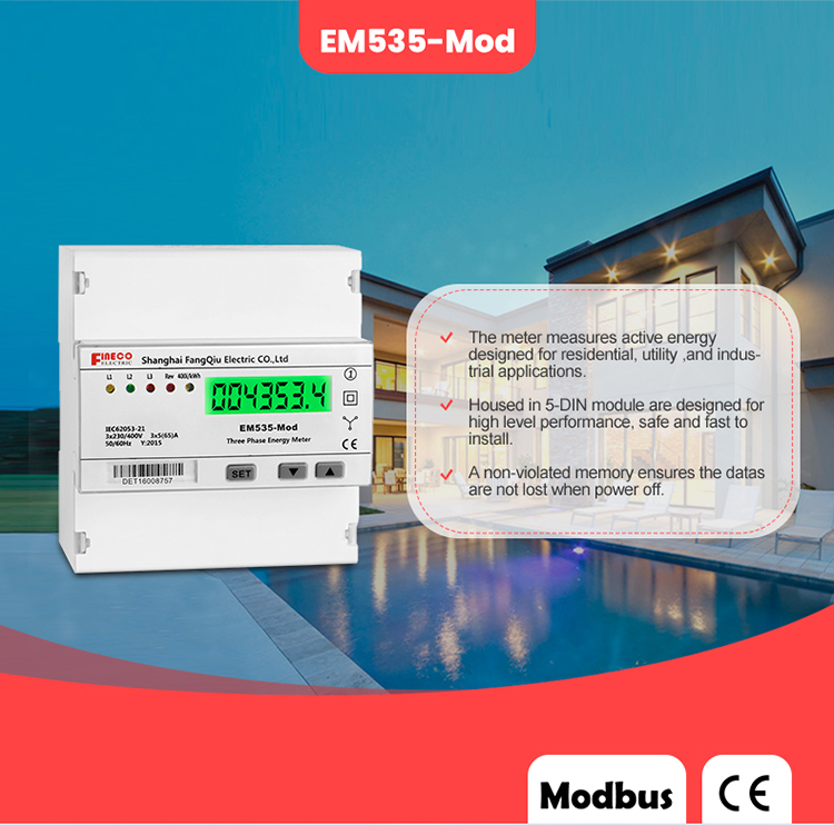 Output Voltage 3*230/400V high precision DC connected 3 phase electric meter with jammer