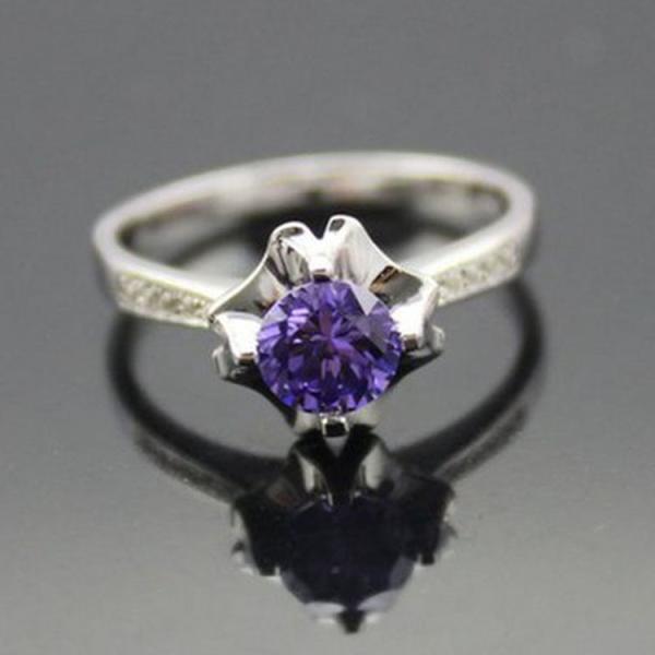 Buy cheap Women Jewelry 925 Silver Purple Cubic Zirconia Ring(F71) from wholesalers