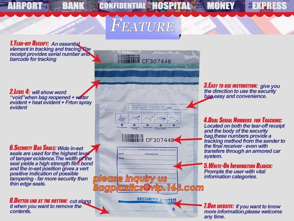 Steb Plastic Money Pe Bank Deposit Coin Security Pouch Bags With Seal For Cash Banking, Safety Cash Deposit Package Plas