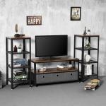 Small TV Stand with Fabric Drawer, Rustic Industrial Television Stand for Sale,