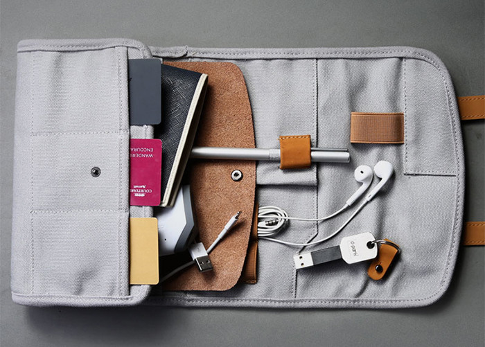 Unisex Genuine Leather Travel Organizer Bag For Wallet Passport Holder