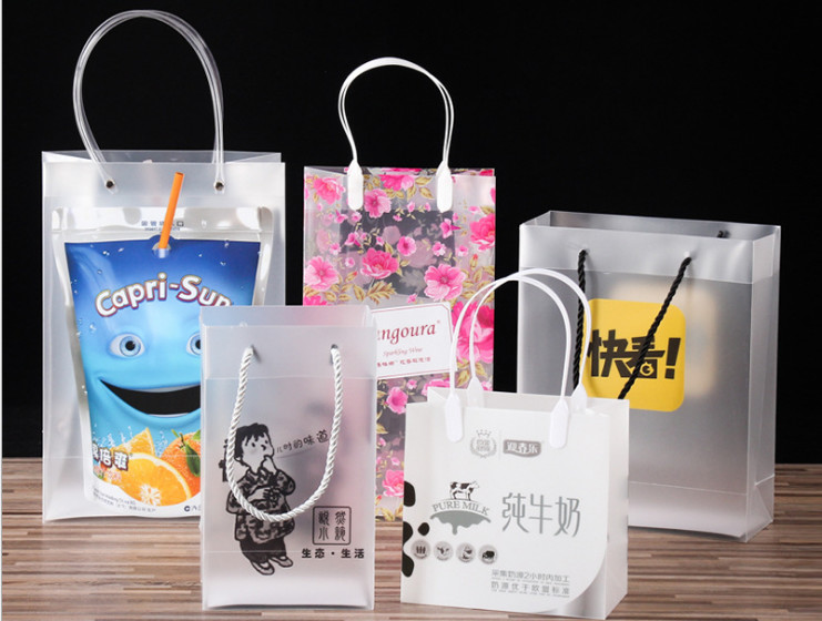 Pp handbags custom transparent clothing plastic bags pvc advertising cosmetics jewelry bag custom