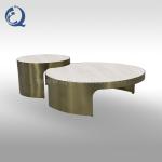 Stainless Steel Coffee Table Set Brushed Champagne Gold 11mm Sintered Stone On