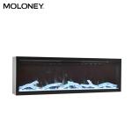 2440mm Modern Recessed Fireplace Black Steel Frame Pure Decor Stove