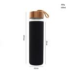 Silicone Sleeve Bamboo Lid 600ml BPA Free Glass Water Bottle
