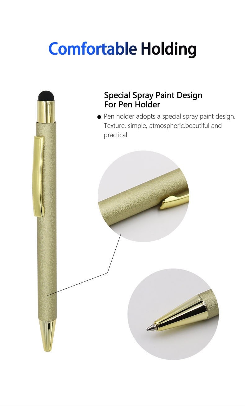 Glitter Press Style Ball Pen Touch Screen Metal Patterned Paint Ballpoint Pen