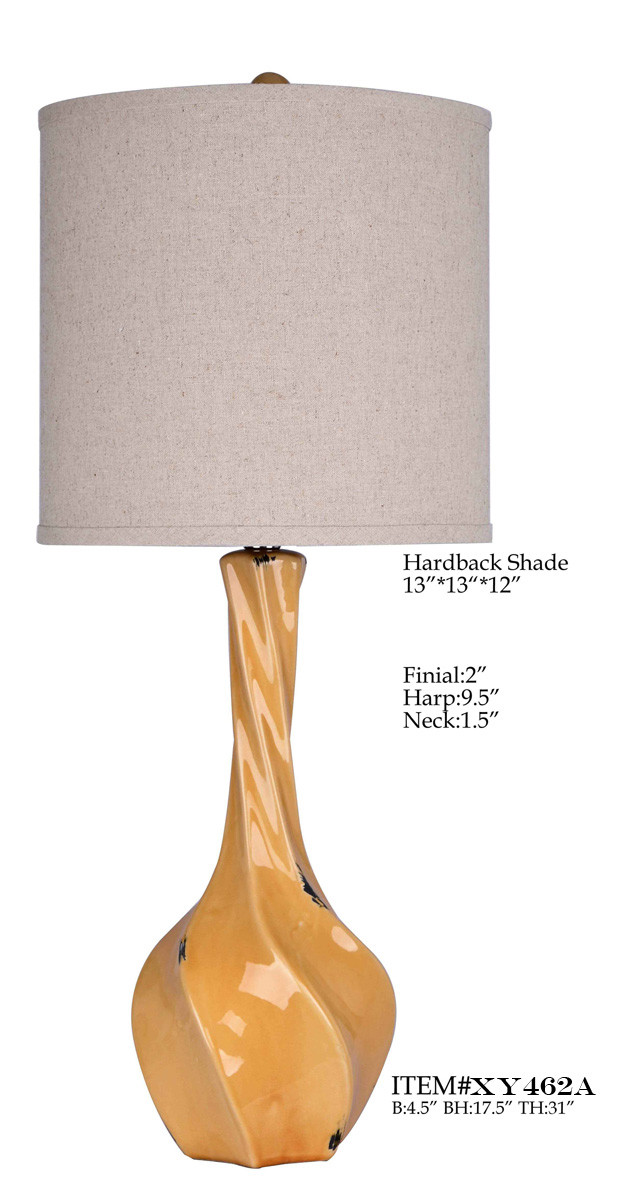 Modern Chrome Ceramic Vase Lamp D13*31" With Cream Drum Shade