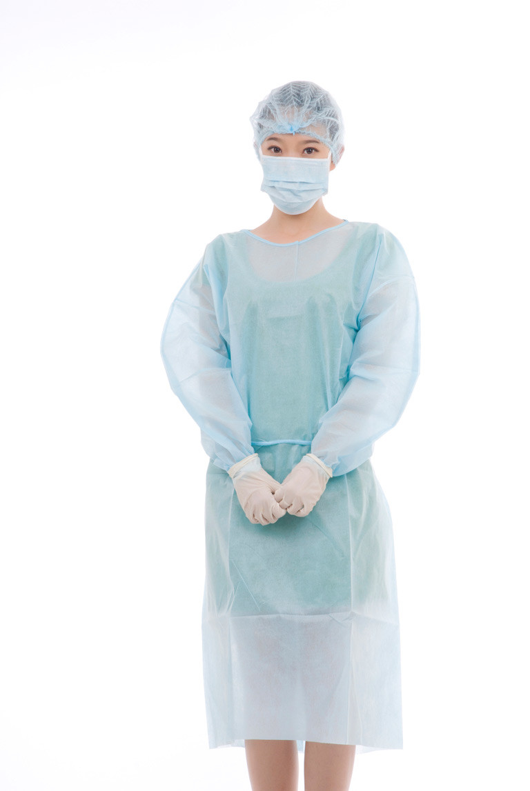Disposable Nonwoven SMS Medical Isolation Gown With Long Sleeves
