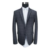 Buy cheap Moden Mens Casual Blazer Jacket Slim Fit Tailored Dark Grey Check Breathable product