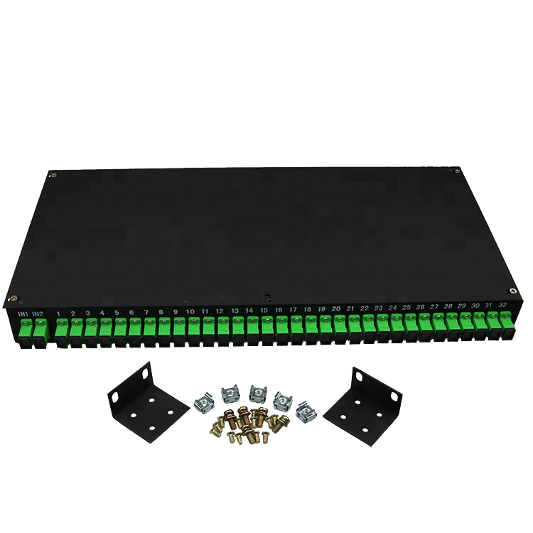 2x32 1U PLC Optical Signal Splitter Apc Splitter With SC Adapters 19 Inch
