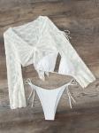 Sexy Three Pieces Bikini Durable Swimming Pool Swimwear For Women Pure Color