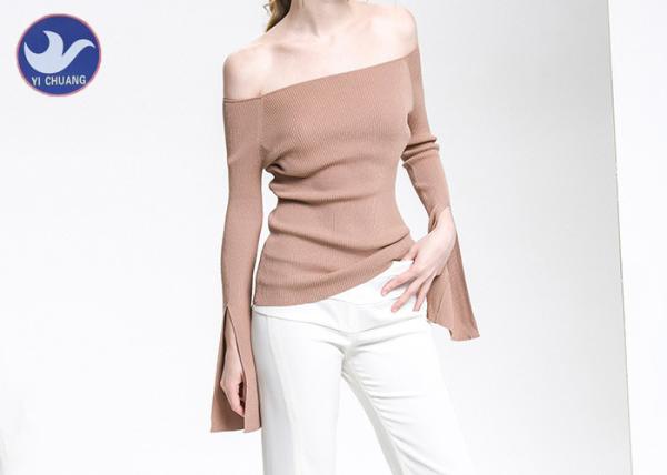 Buy cheap Sexy Women's Off The Shoulder Sweater , Off The Shoulder Knitwear Slim Fitting Slit Cuff from wholesalers