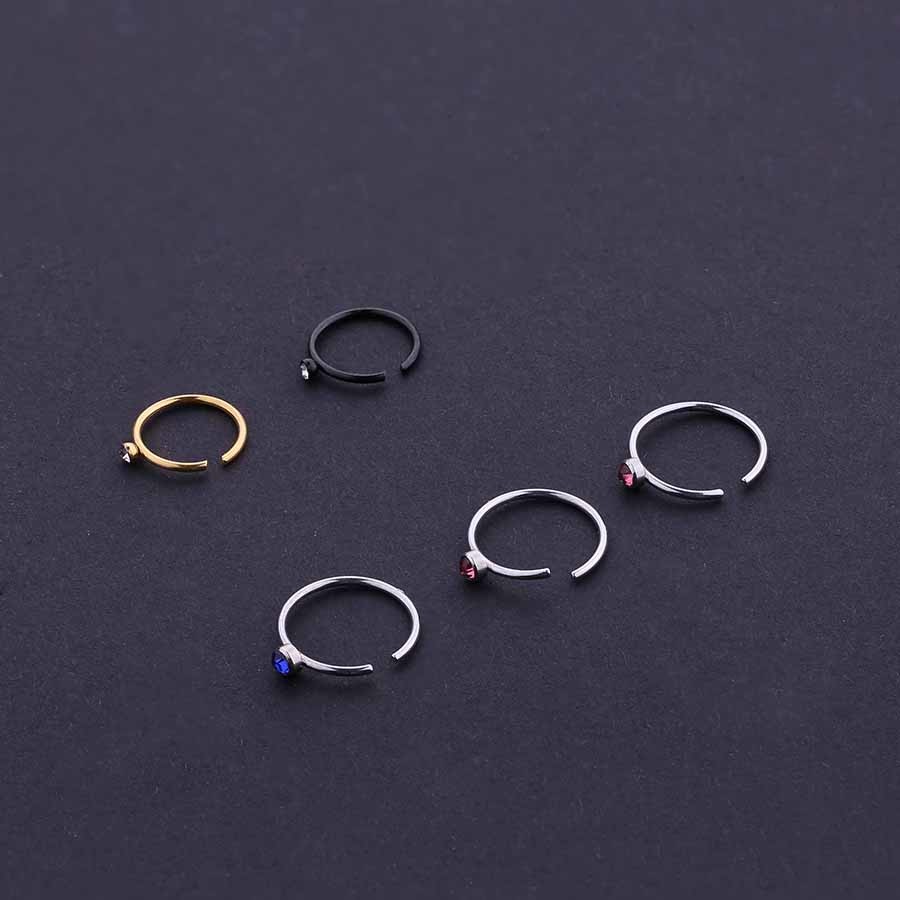 New Style Body Piercing Jewelry Synthetic Opal Nose Hoop Rings Set