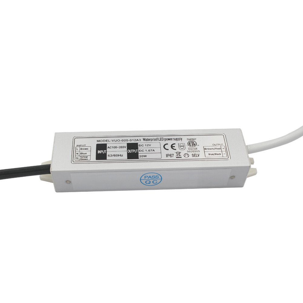 20W Constant Voltage Power Supply 12V Waterproof IP67 Ultra Thin LED Driver