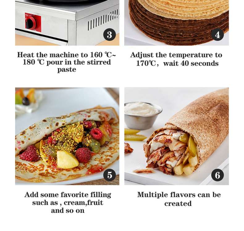 LPG Voltage Single Plate Gas Crepe Maker and Pancake Makers for Fast Food Restauran