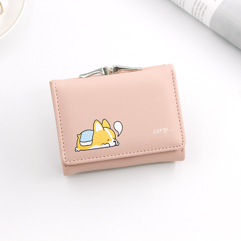 SHORT IRON CLIP BAG WOMEN'S HEART-SHAPED HARDWARE CLUTCH BAG SOLID COLOR SIMPLE COIN WALLET CARD BAG SHORT CLIP BAG