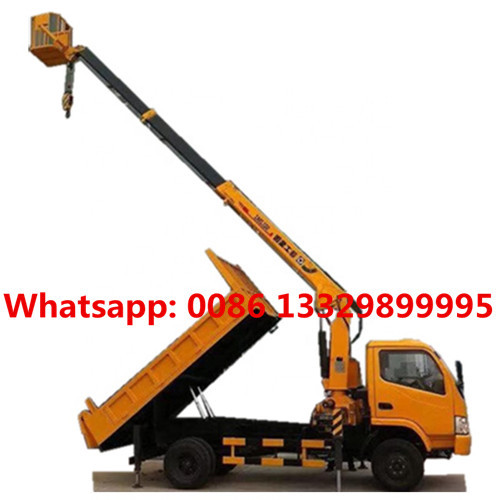 Buy cheap dongfeng truck crane mounted 3T straight-arm crane With hanging basket, telescopic crane boom mounted on dump truck from wholesalers