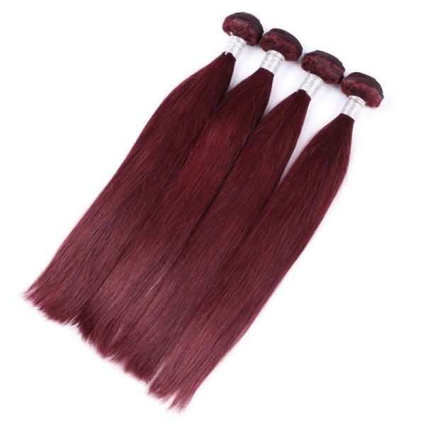 99j Burgundy Straight Brazilian Hair Peruvian Human Hair Weave Popular Sell
