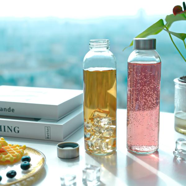 Buy cheap 500Ml 700Ml Transparent Glass Water Bottle With Stainless Steel Lid from wholesalers