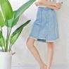 Buy cheap Fashion Ladies Mid Length Denim Skirts , Knee Length Jeans Skirt Breathable from wholesalers