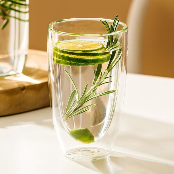 Buy cheap Insulated 455ml Double Wall Drinking Glass Coffee Cups 16 Ounce Mouth Blown from wholesalers