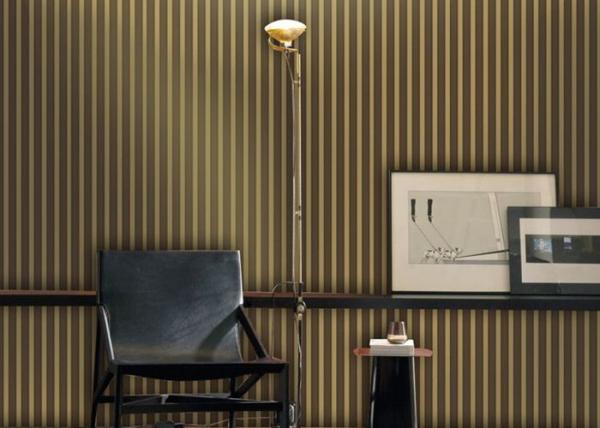 Buy cheap 1.06*10M Stripe Velvet Look Wallpaper , Living Room Wallpaper With Multi Color Printing from wholesalers